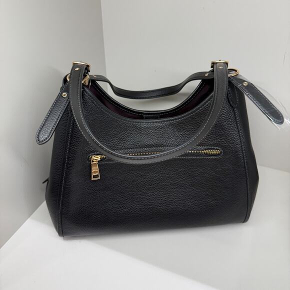 Coach Erin Shoulder Bag Leather CAQ86 Refined pebble leather Gold Black NWT - Picture 3 of 6